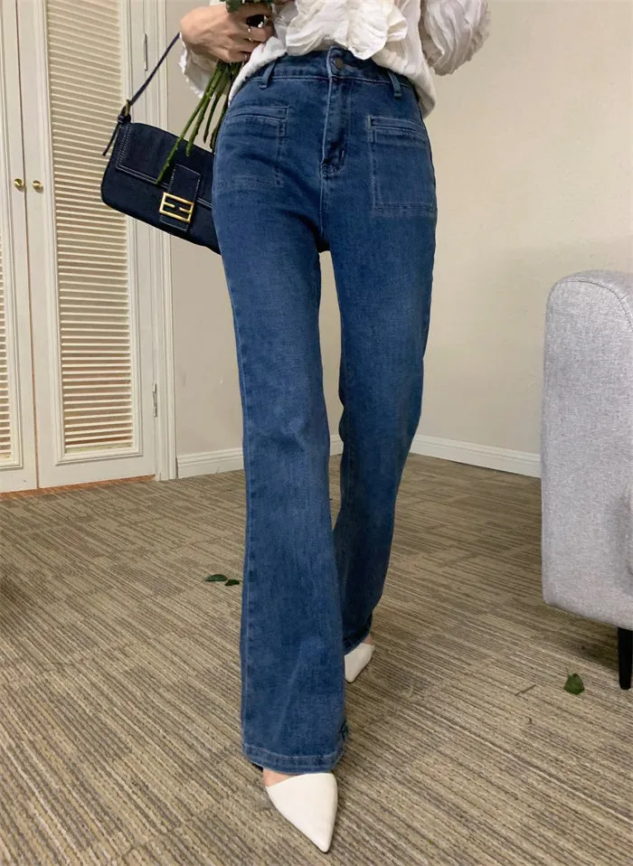 Sherraine Textured Long Sleeve   High Waist Jeans Set