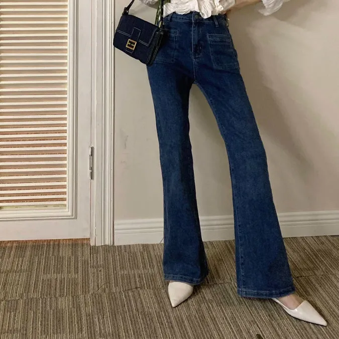 Sherraine Textured Long Sleeve   High Waist Jeans Set