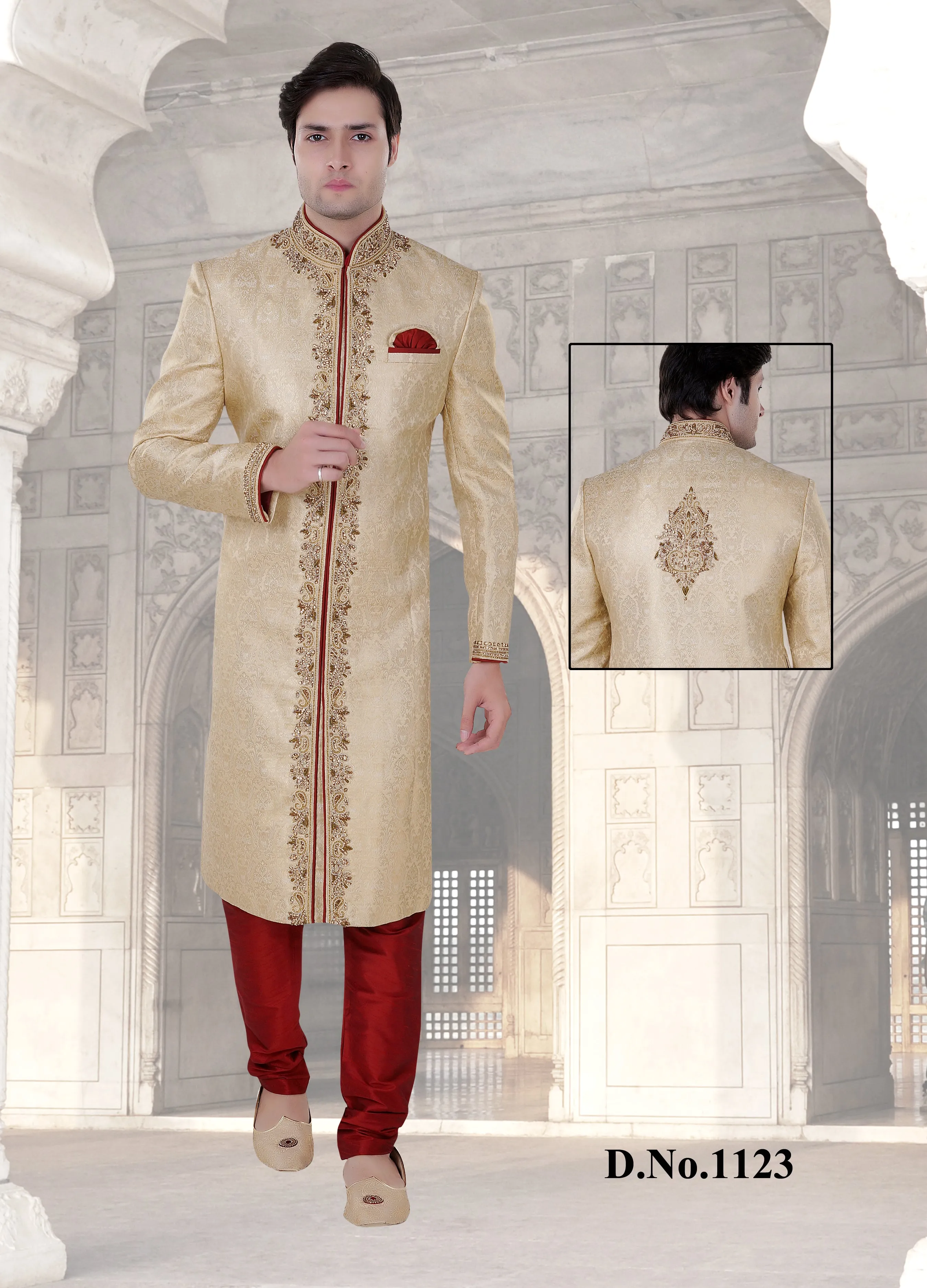 Sherwani (Custom Tailored) - (D.No.-1123)