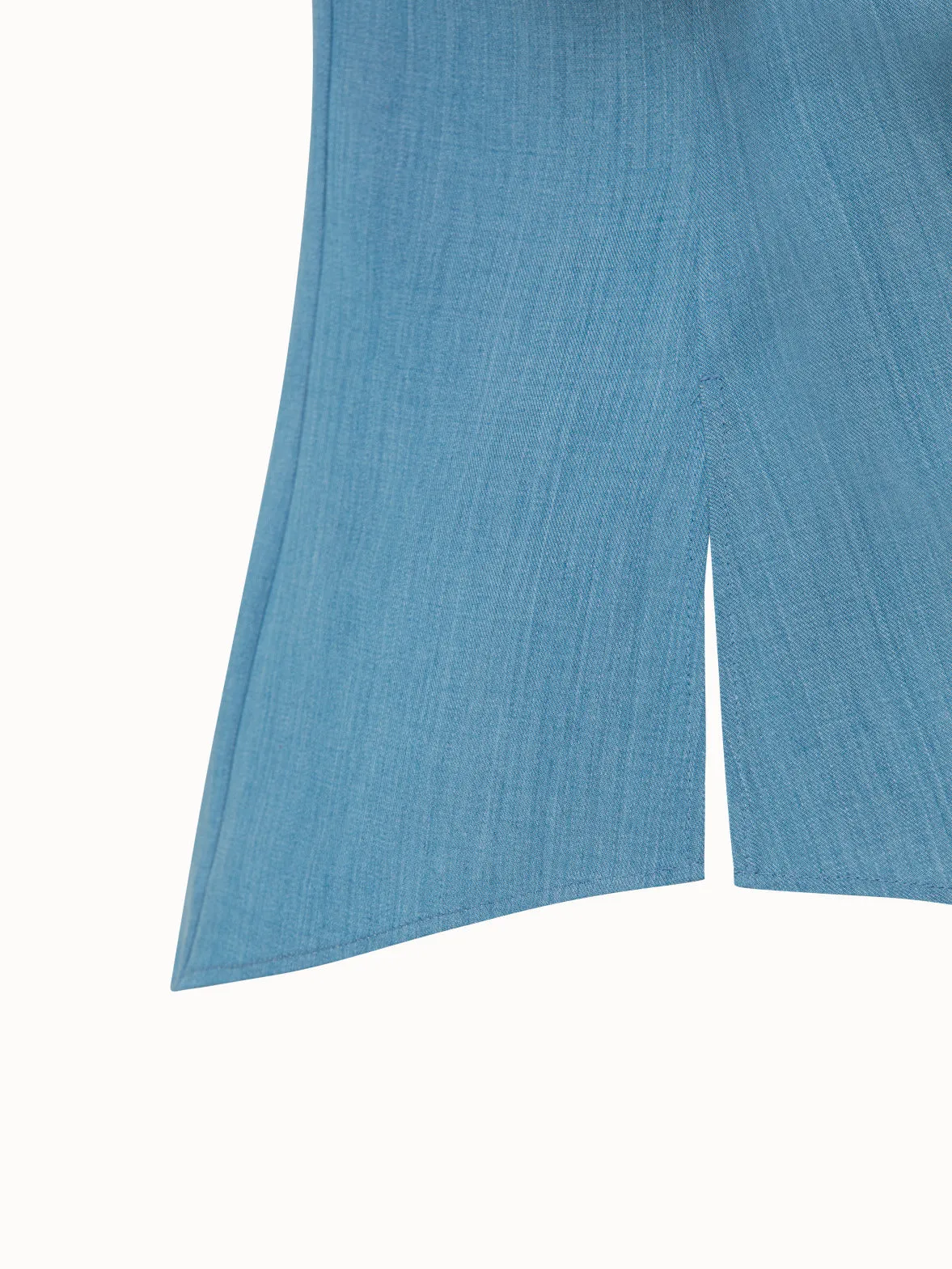 Short Sleeve Washed Viscose Denim Blouse