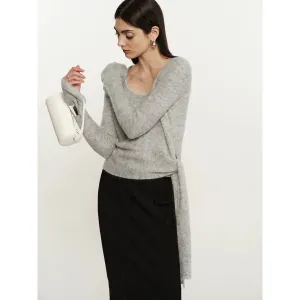 Side Tie Plush Knit Sweater