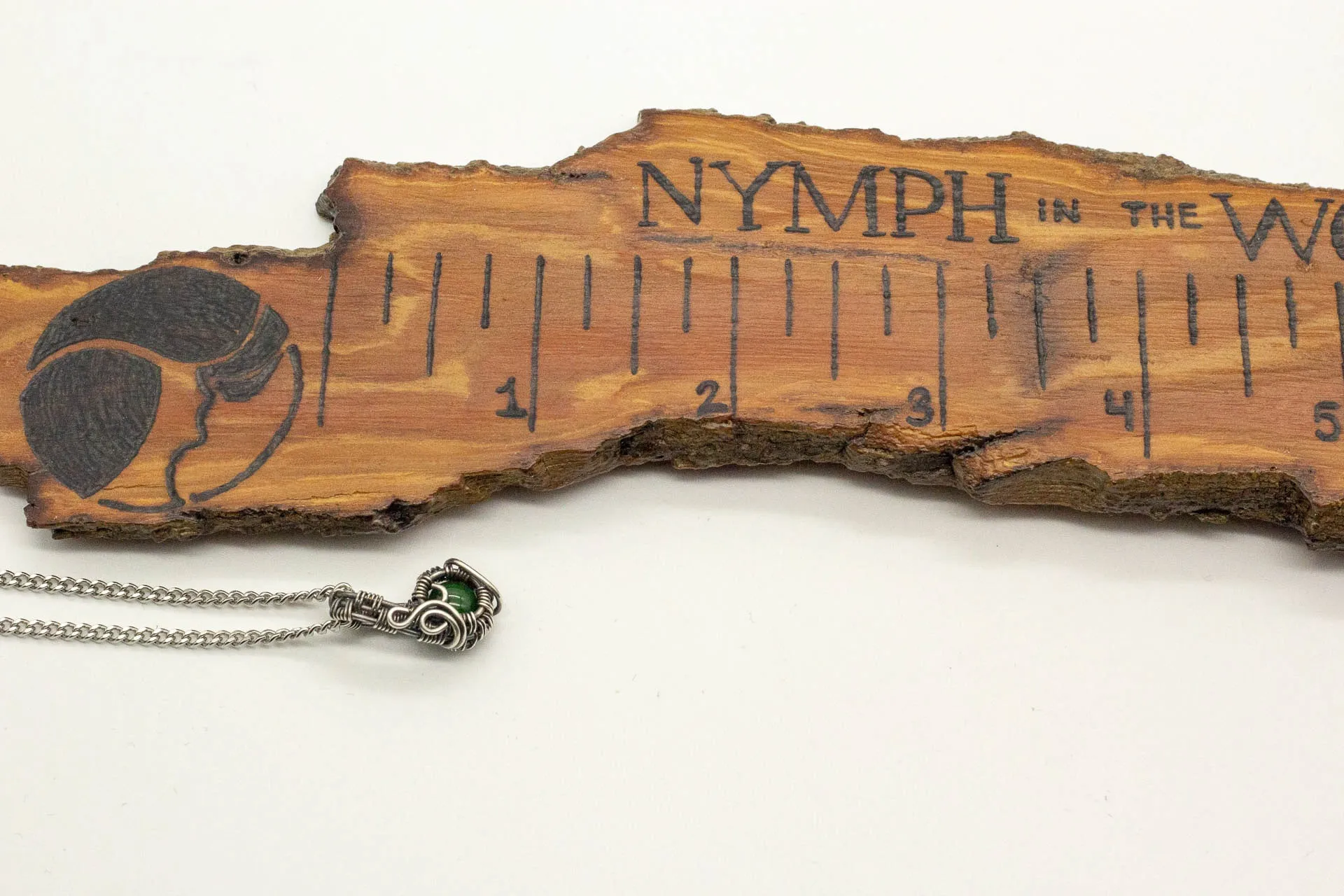 Silver Mini Pendant with Dark Green Fused Glass Accent