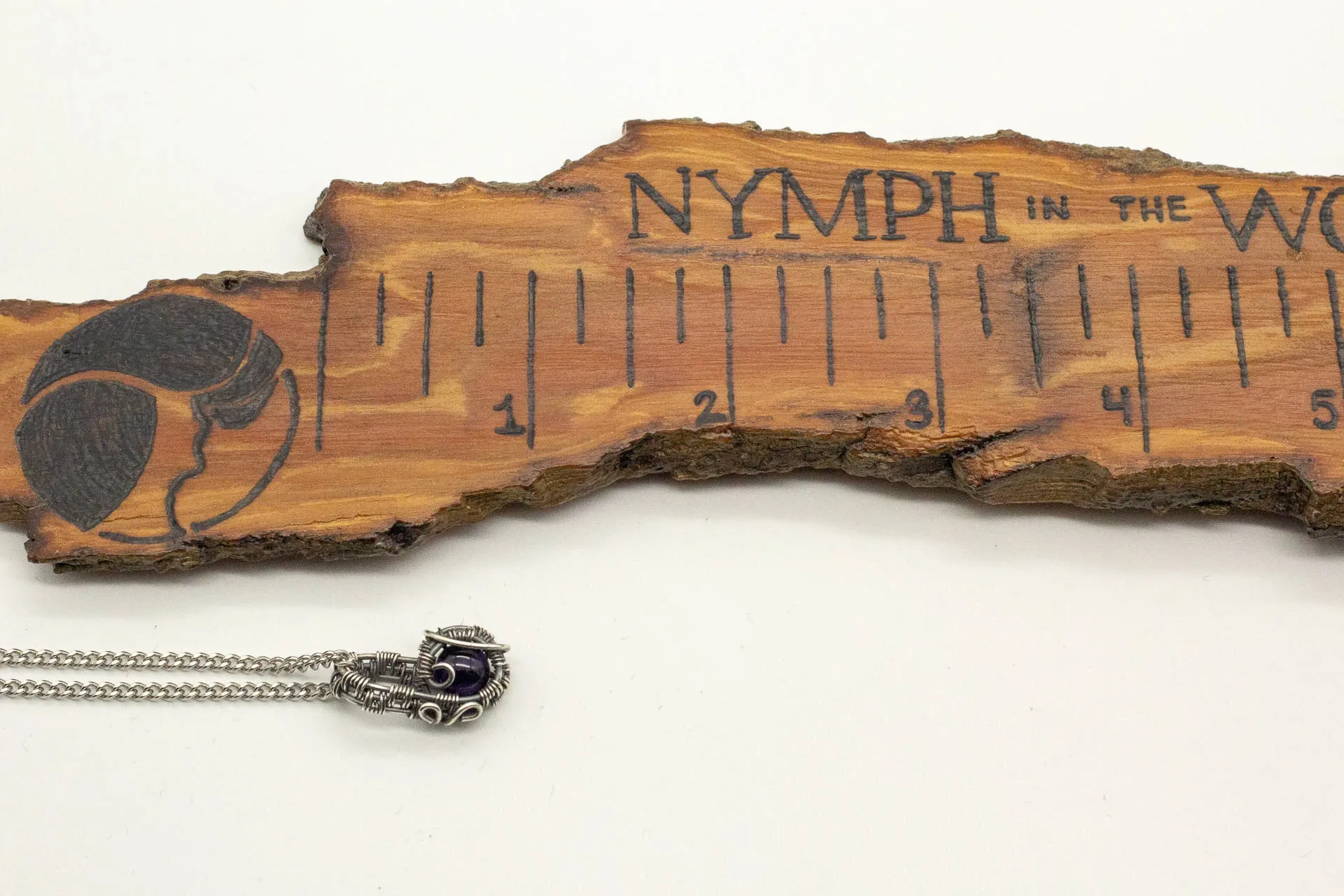 Silver Mini Pendant with Dark Purple Fused Glass Accent