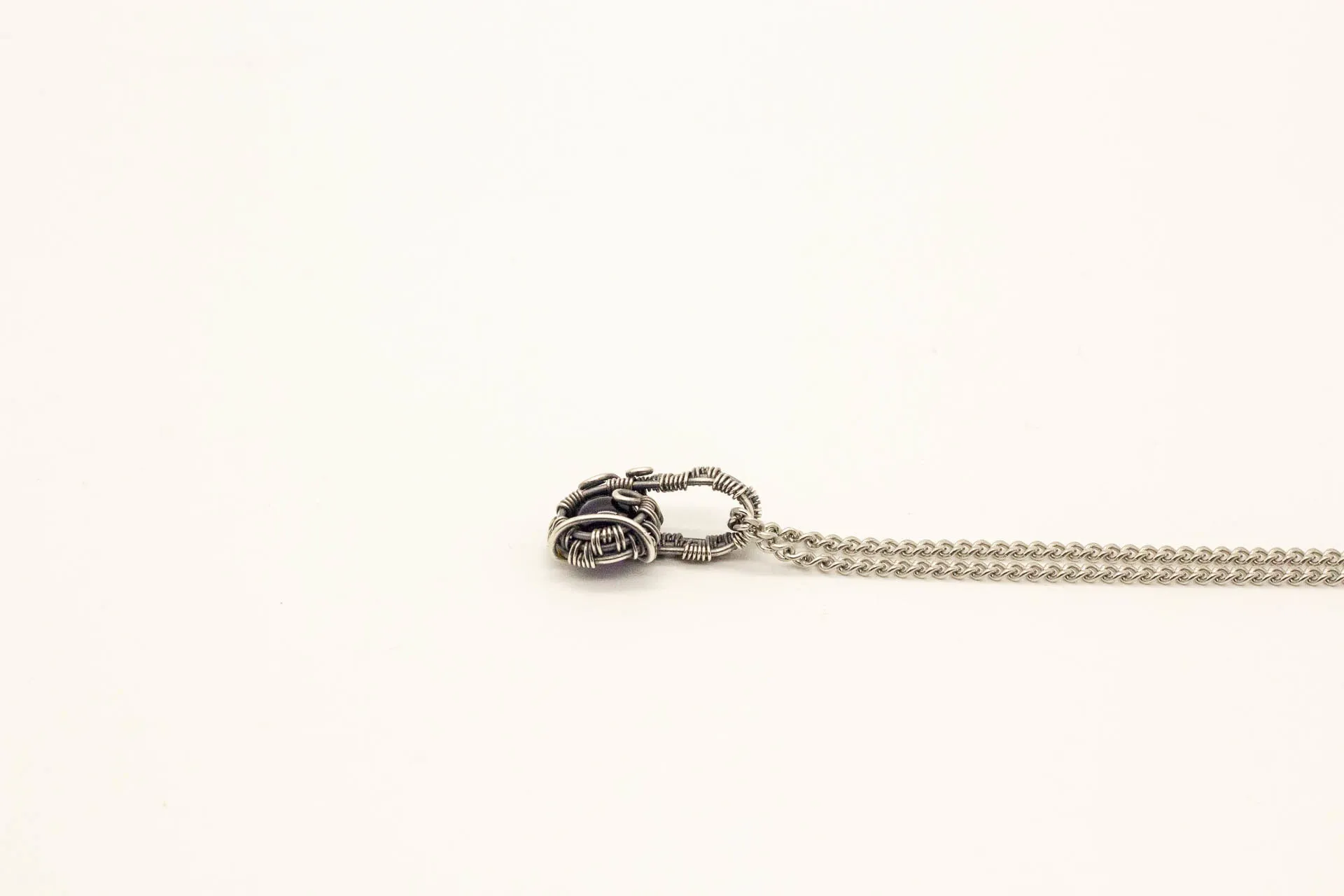 Silver Mini Pendant with Dark Purple Fused Glass Accent