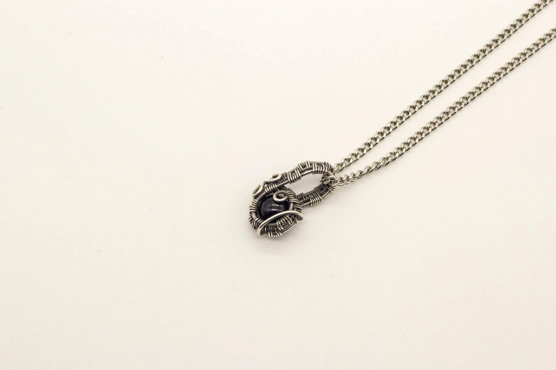Silver Mini Pendant with Dark Purple Fused Glass Accent