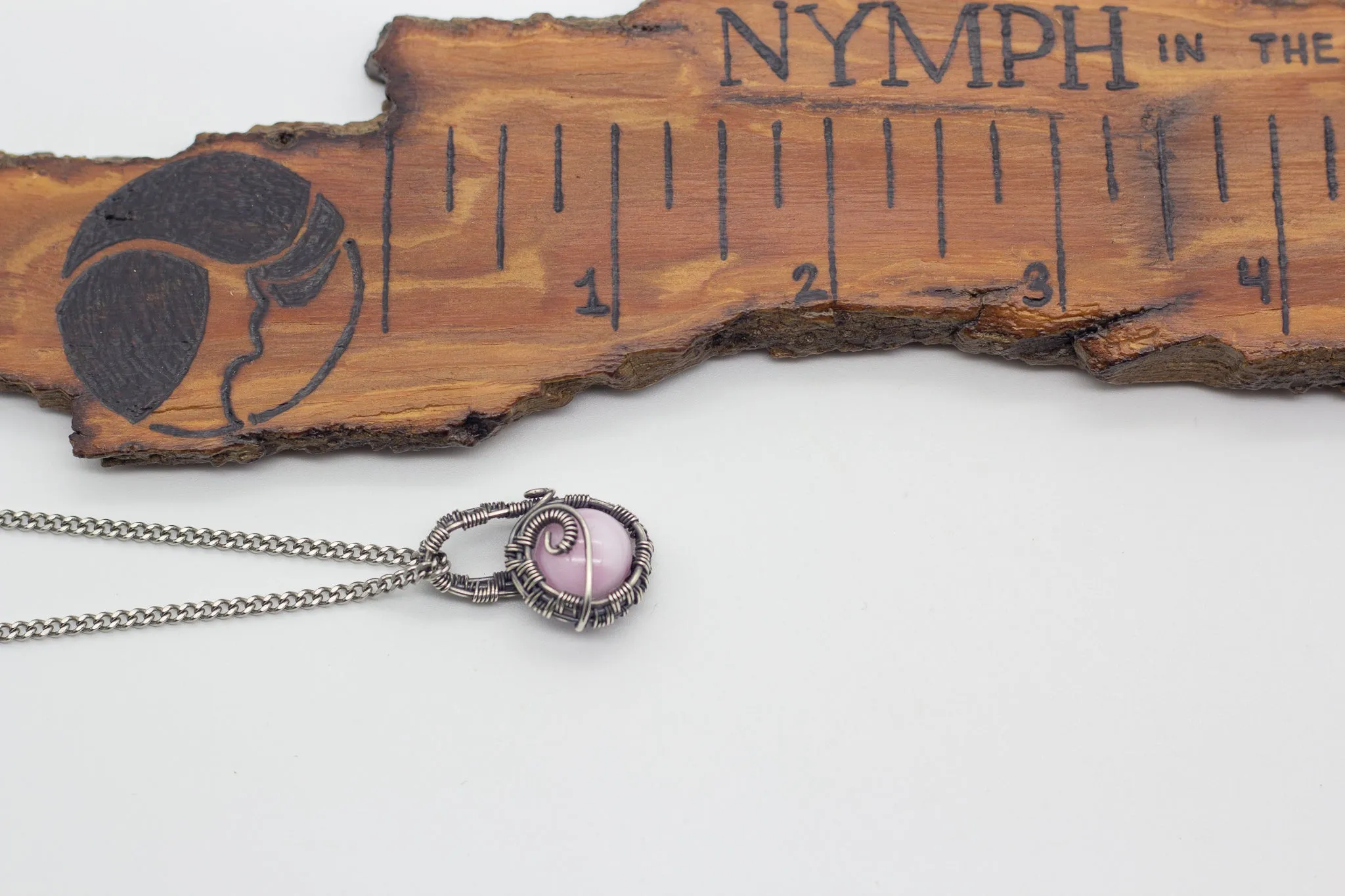 Silver Mini Pendant with Pink Fused Glass Accent