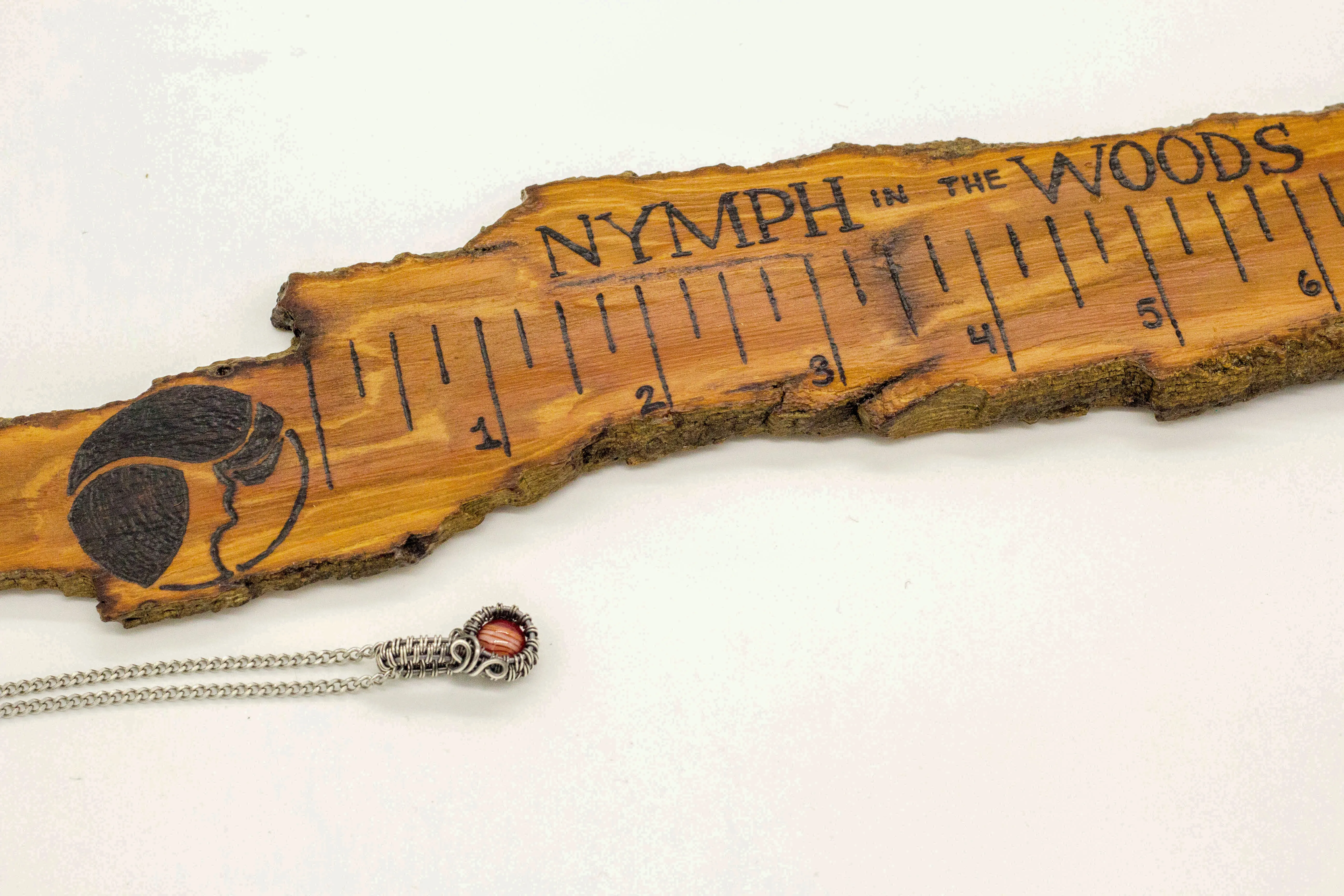 Silver Mini Pendant with Streaked Red Fused Glass Accent