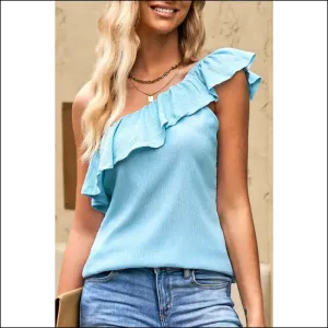 Sky Blue Ruffle: one Shoulder, Zero Regrets 😈 Needful Things