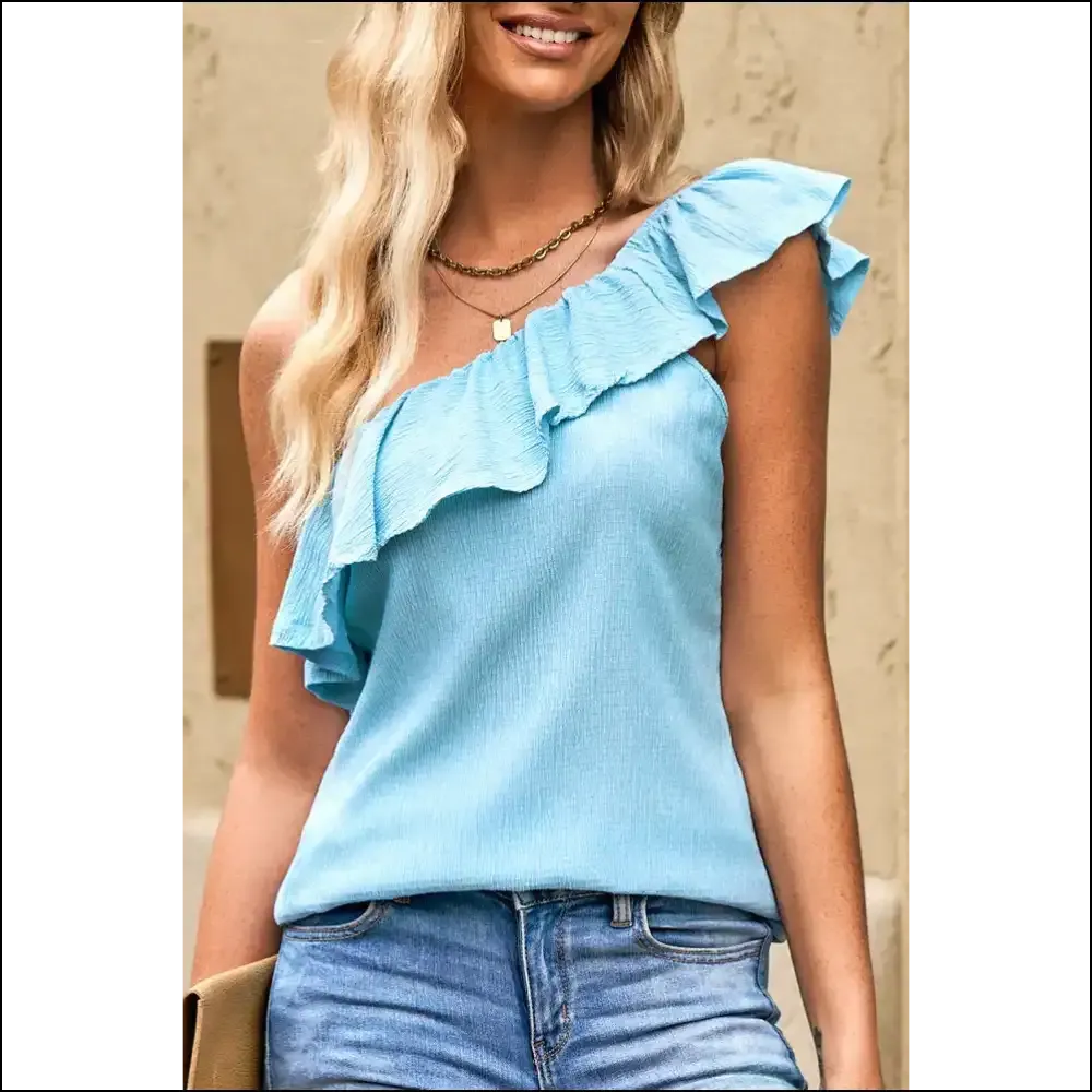 Sky Blue Ruffle: one Shoulder, Zero Regrets 😈 Needful Things