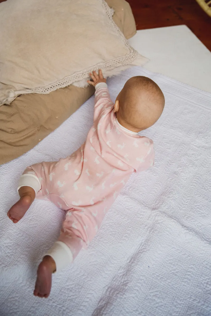 Sleepsuit/Onesie, rose pink hare print