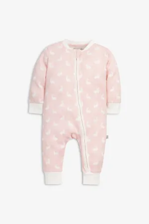 Sleepsuit/Onesie, rose pink hare print