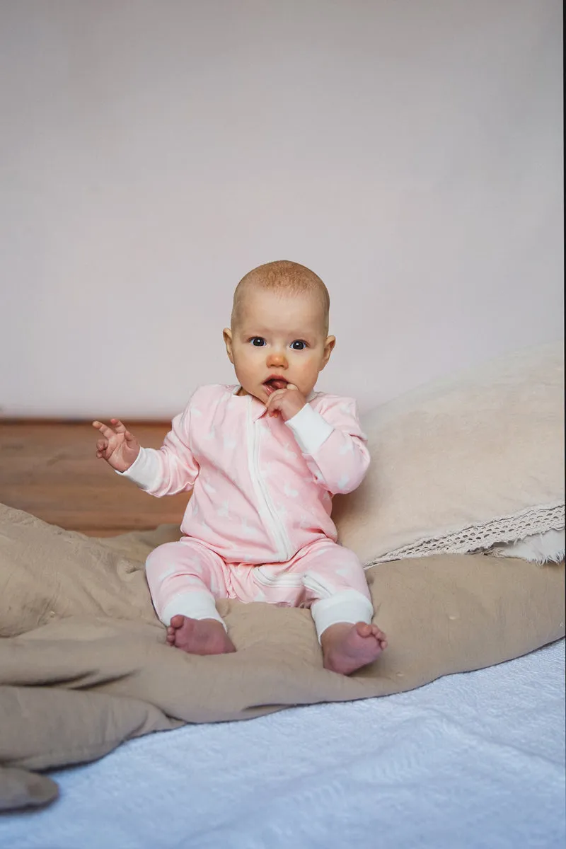 Sleepsuit/Onesie, rose pink hare print