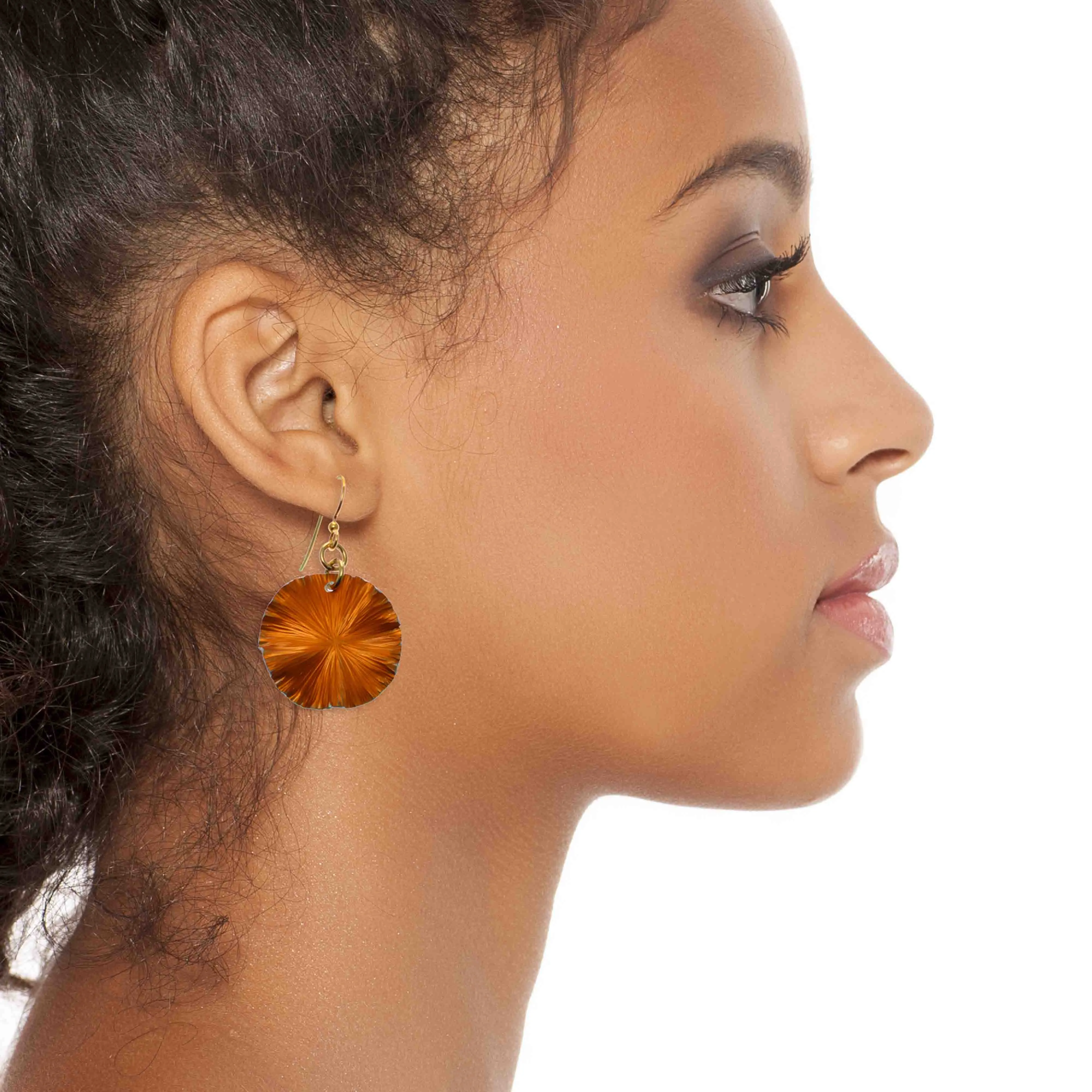 Small Orange Anodized Aluminum Lily Pad Earrings