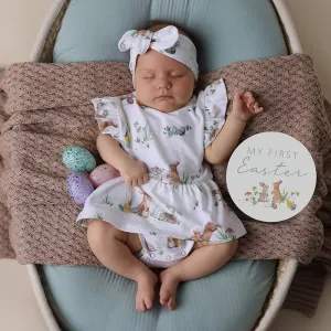 Snuggle Hunny | Easter Bunnies Short Sleeve Organic Dress
