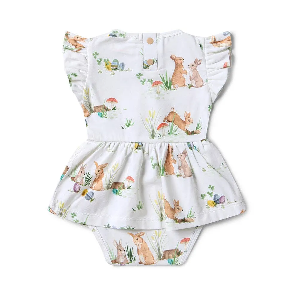 Snuggle Hunny | Easter Bunnies Short Sleeve Organic Dress
