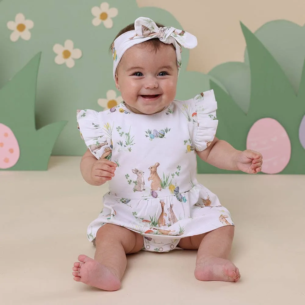 Snuggle Hunny | Easter Bunnies Short Sleeve Organic Dress