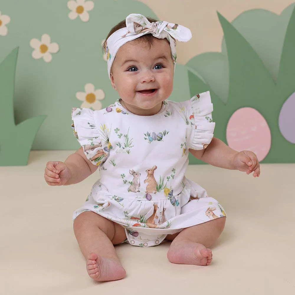Snuggle Hunny | Easter Bunnies Short Sleeve Organic Dress