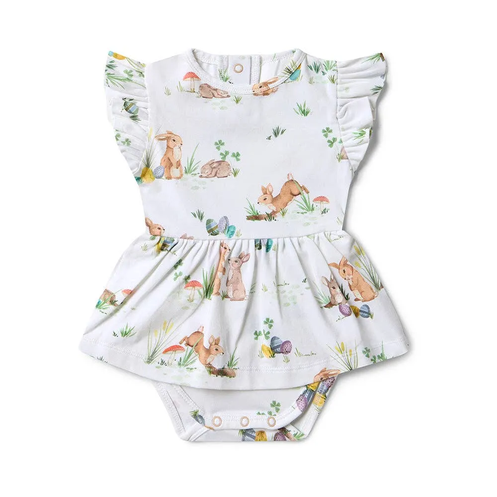 Snuggle Hunny | Easter Bunnies Short Sleeve Organic Dress