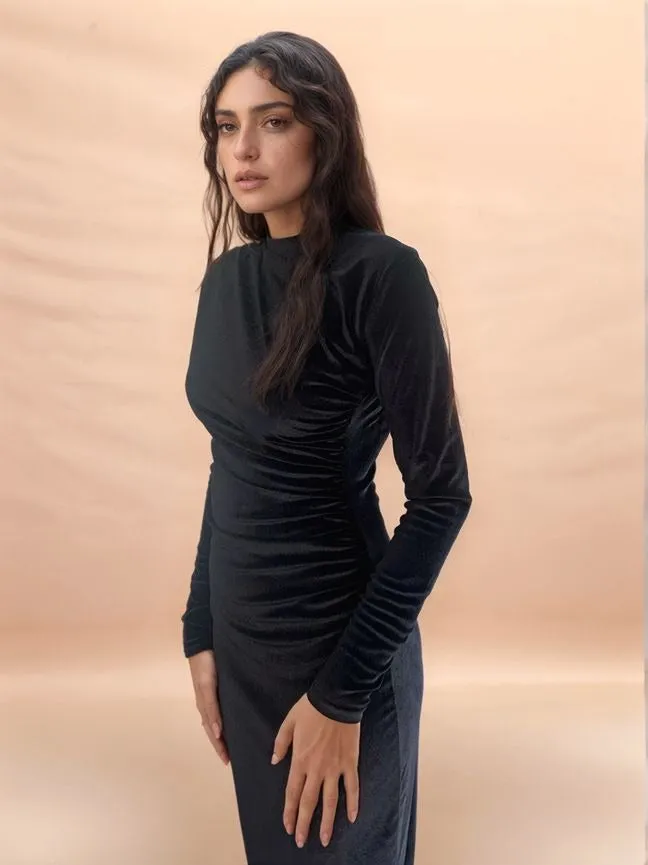 Solid Black Evening Dress
