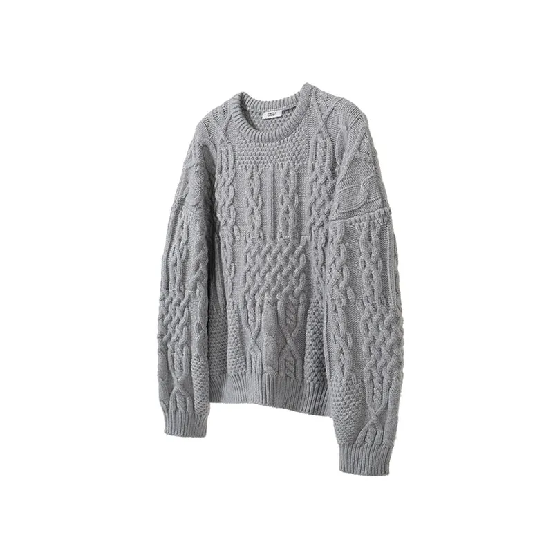 Solid Color Cable Knit Sweater