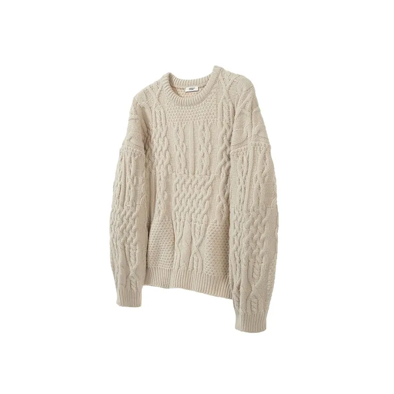 Solid Color Cable Knit Sweater