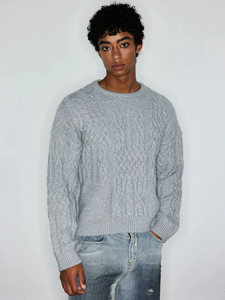 Solid Color Cable Knit Sweater