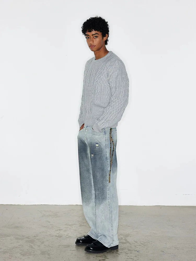Solid Color Cable Knit Sweater