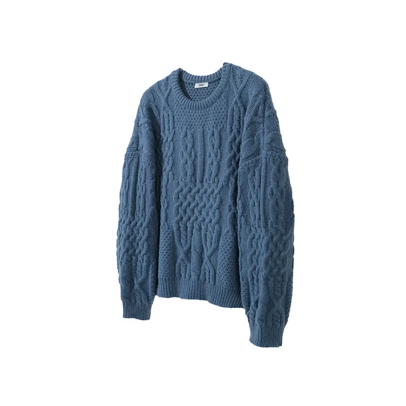 Solid Color Cable Knit Sweater