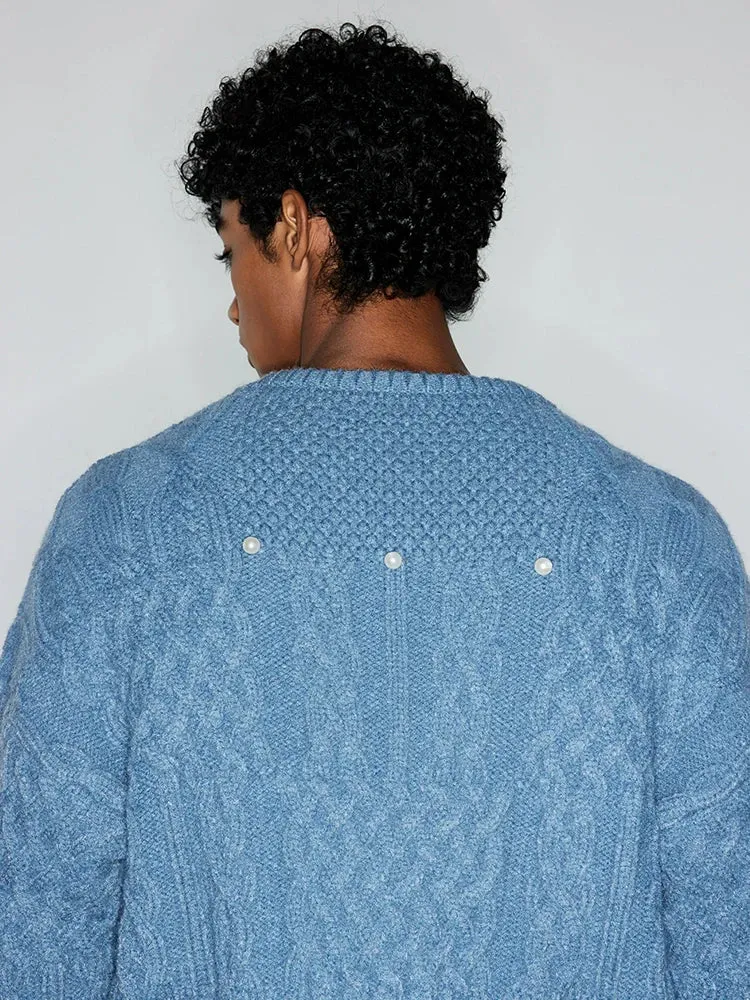 Solid Color Cable Knit Sweater