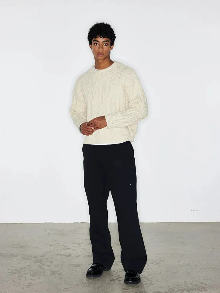 Solid Color Cable Knit Sweater