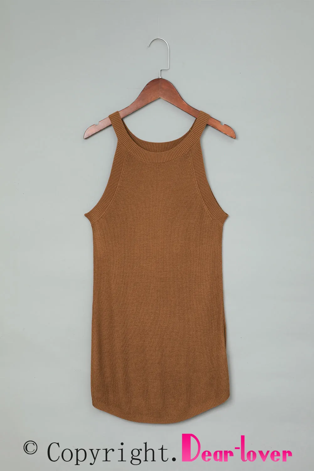 Solid Ribbed Knit Slim-fit Tank