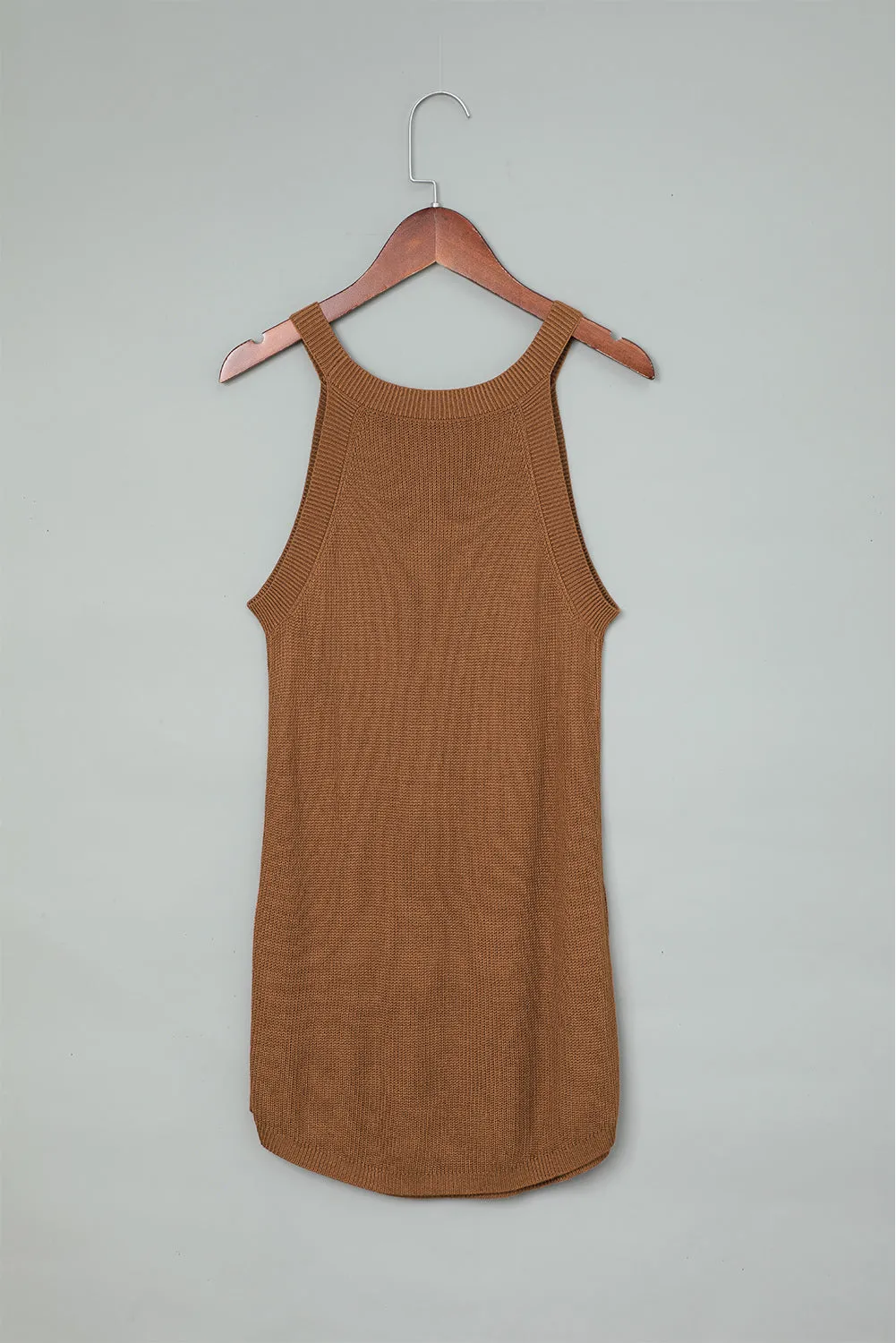 Solid Ribbed Knit Slim-fit Tank