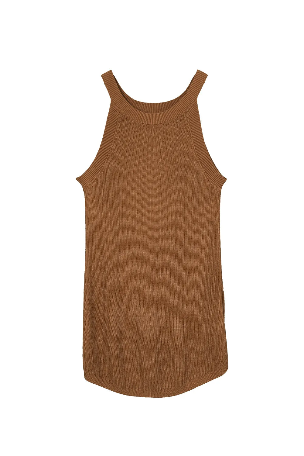 Solid Ribbed Knit Slim-fit Tank
