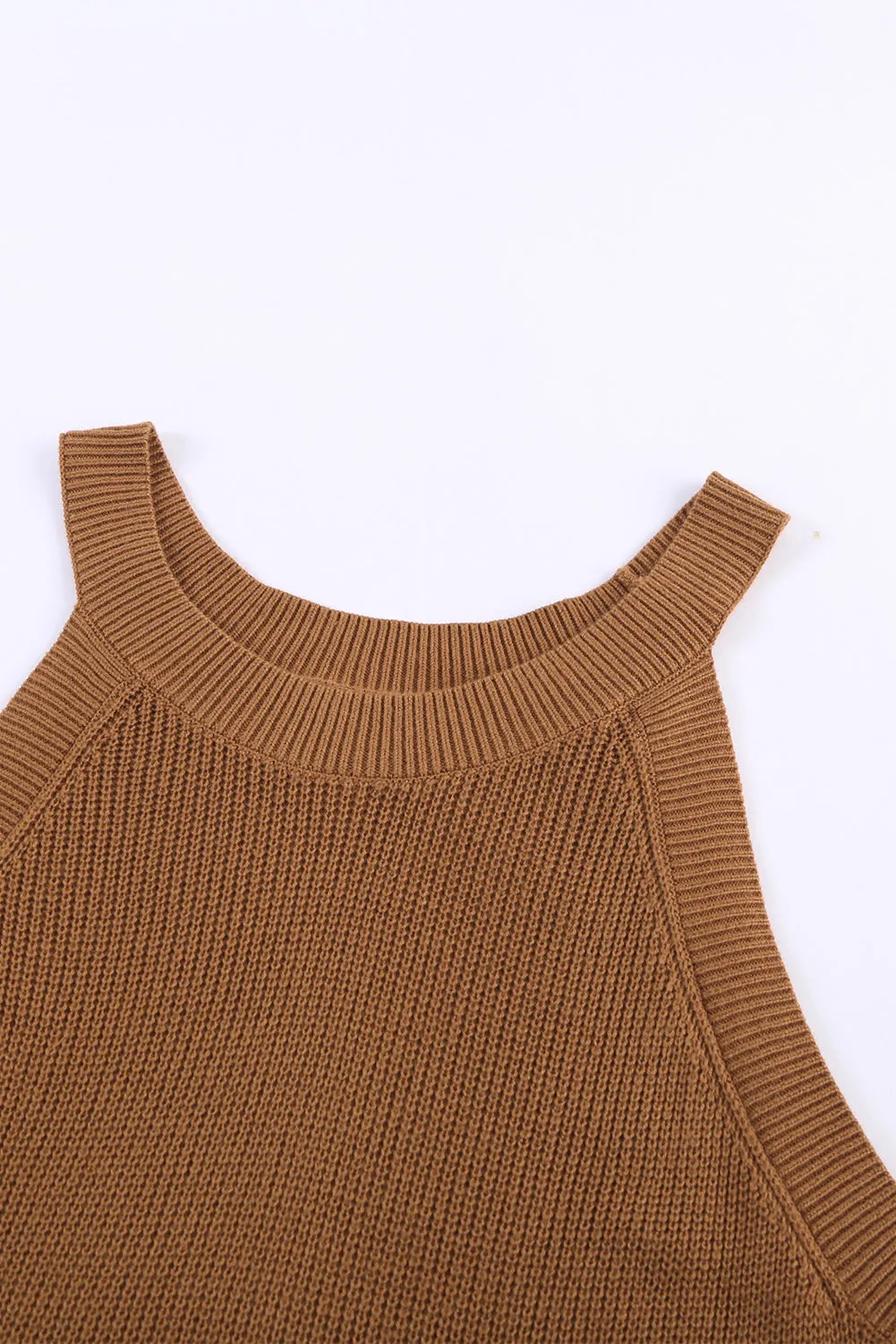 Solid Ribbed Knit Slim-fit Tank