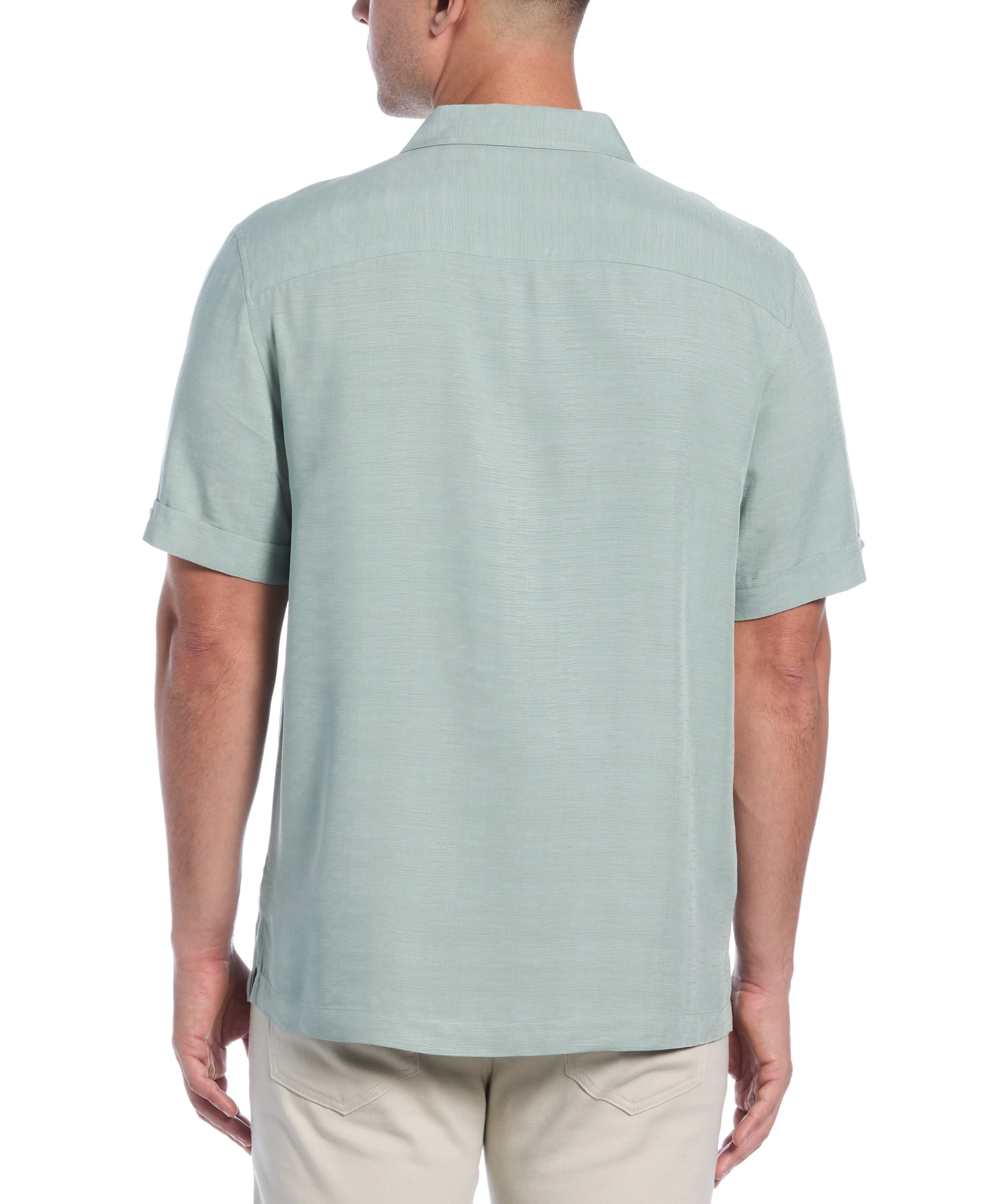 Solid Textured Cuban Collar Shirt