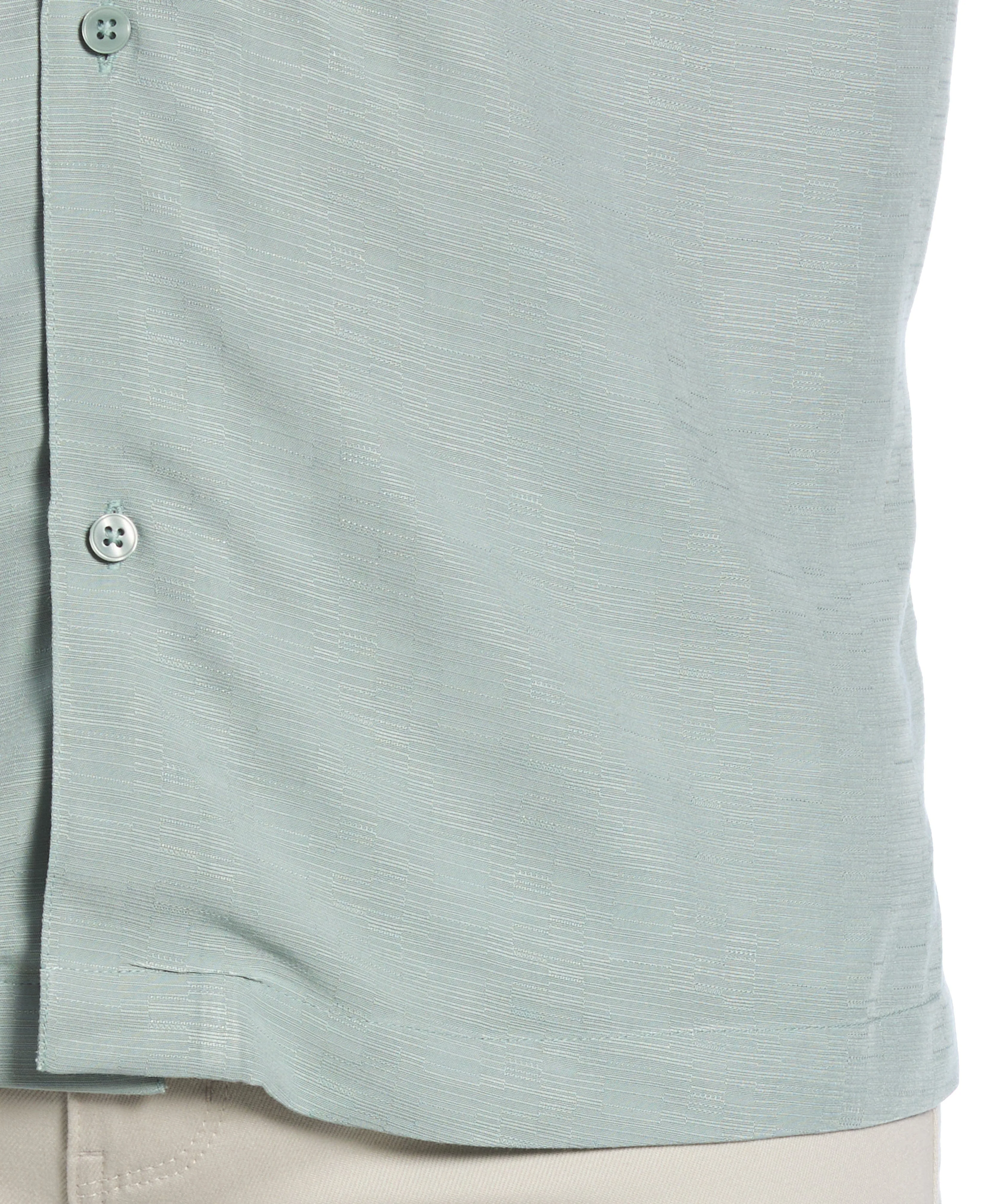 Solid Textured Cuban Collar Shirt