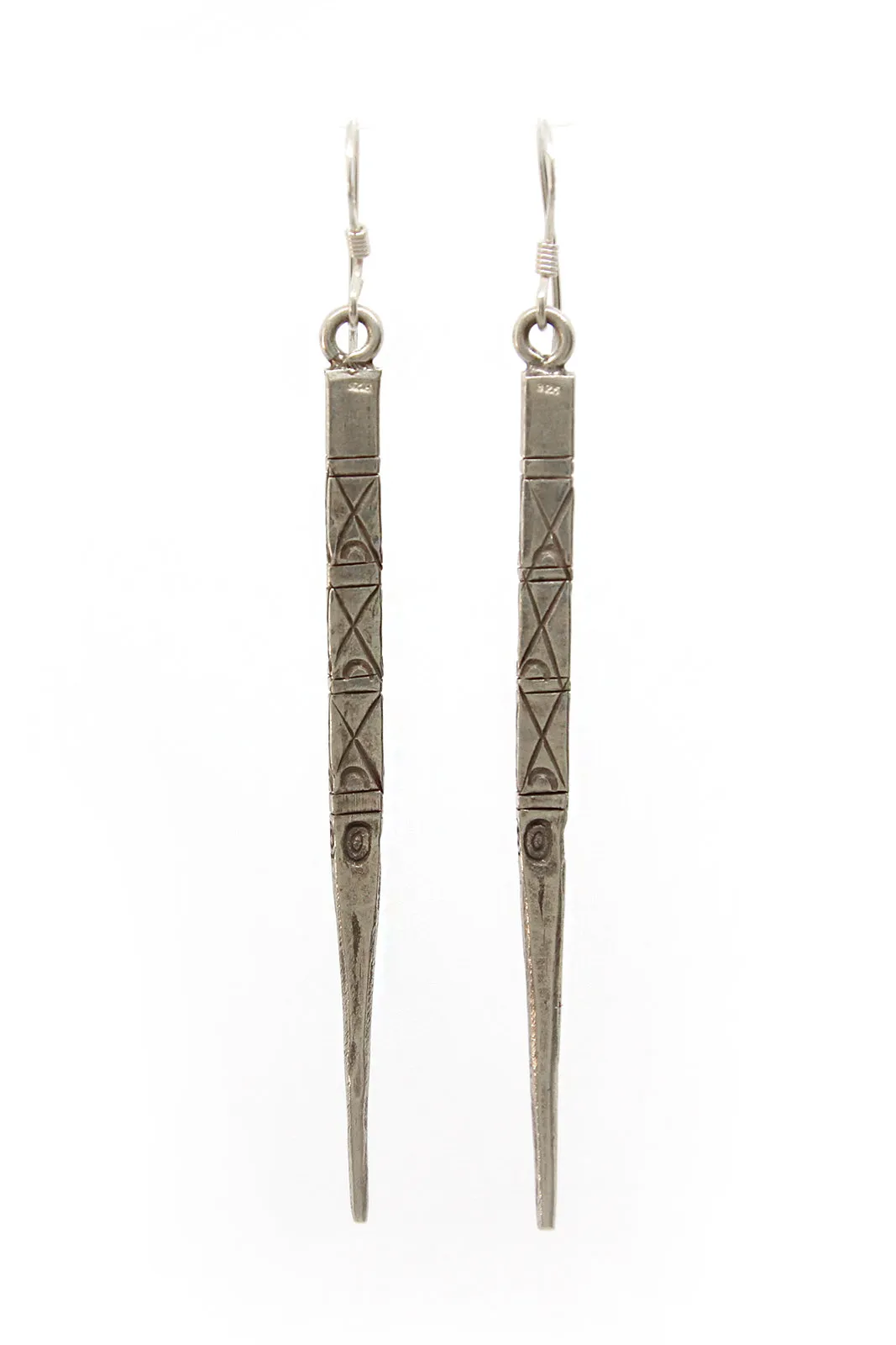 Sterling Silver Laos Dagger Earrings