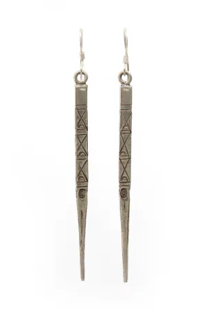 Sterling Silver Laos Dagger Earrings