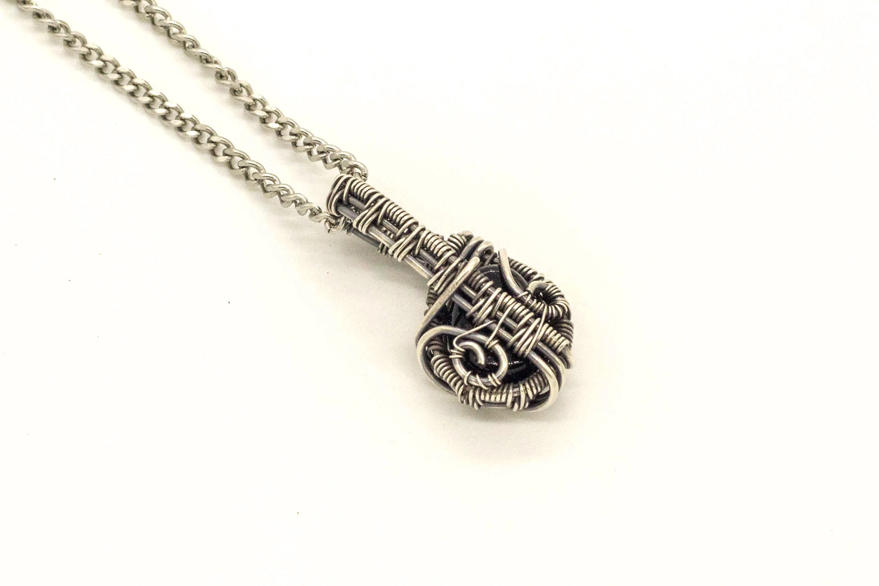 Sterling Silver Mini Pendant with Dark Green Accent