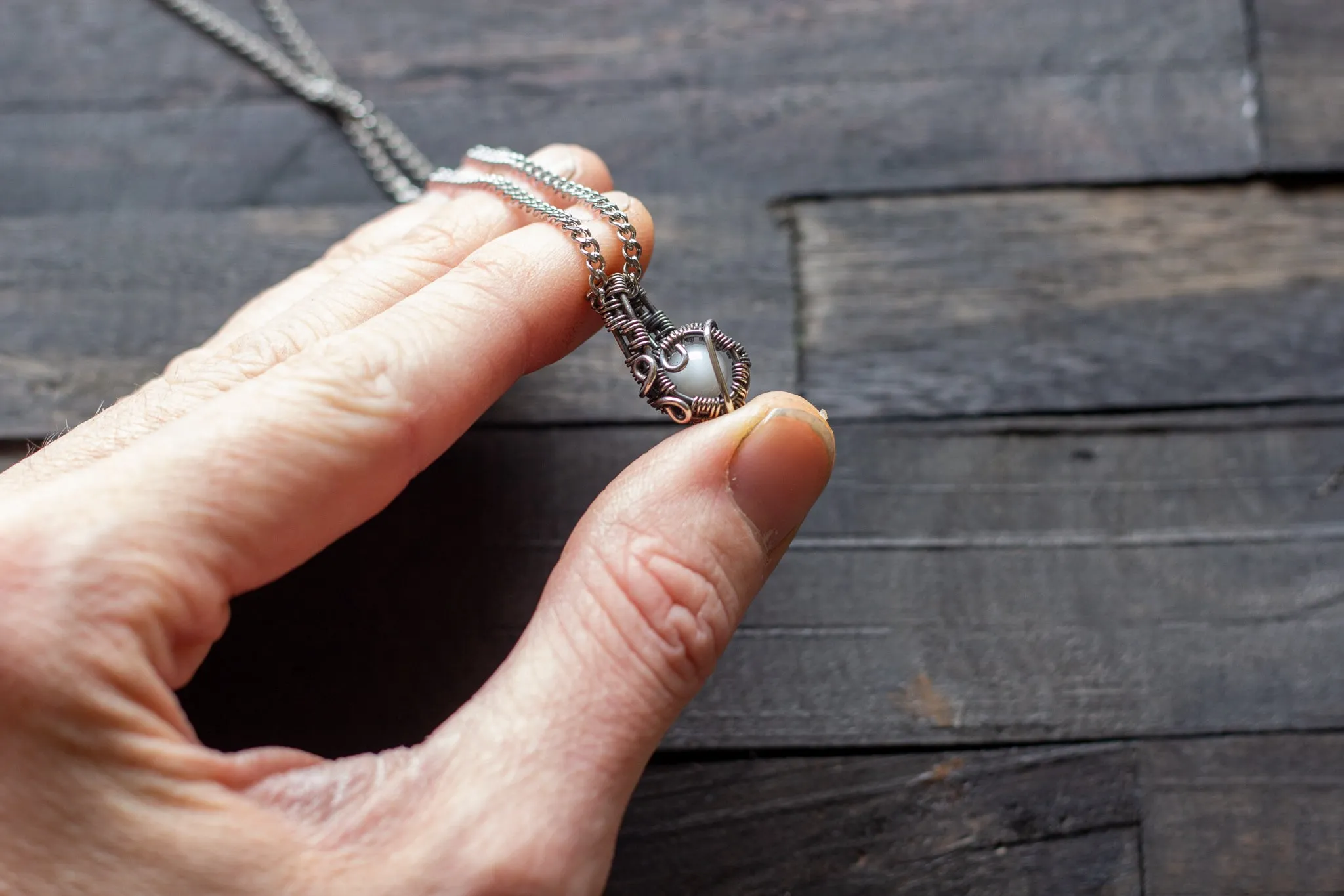 Sterling Silver Mini Pendant with White Fused Glass Accent