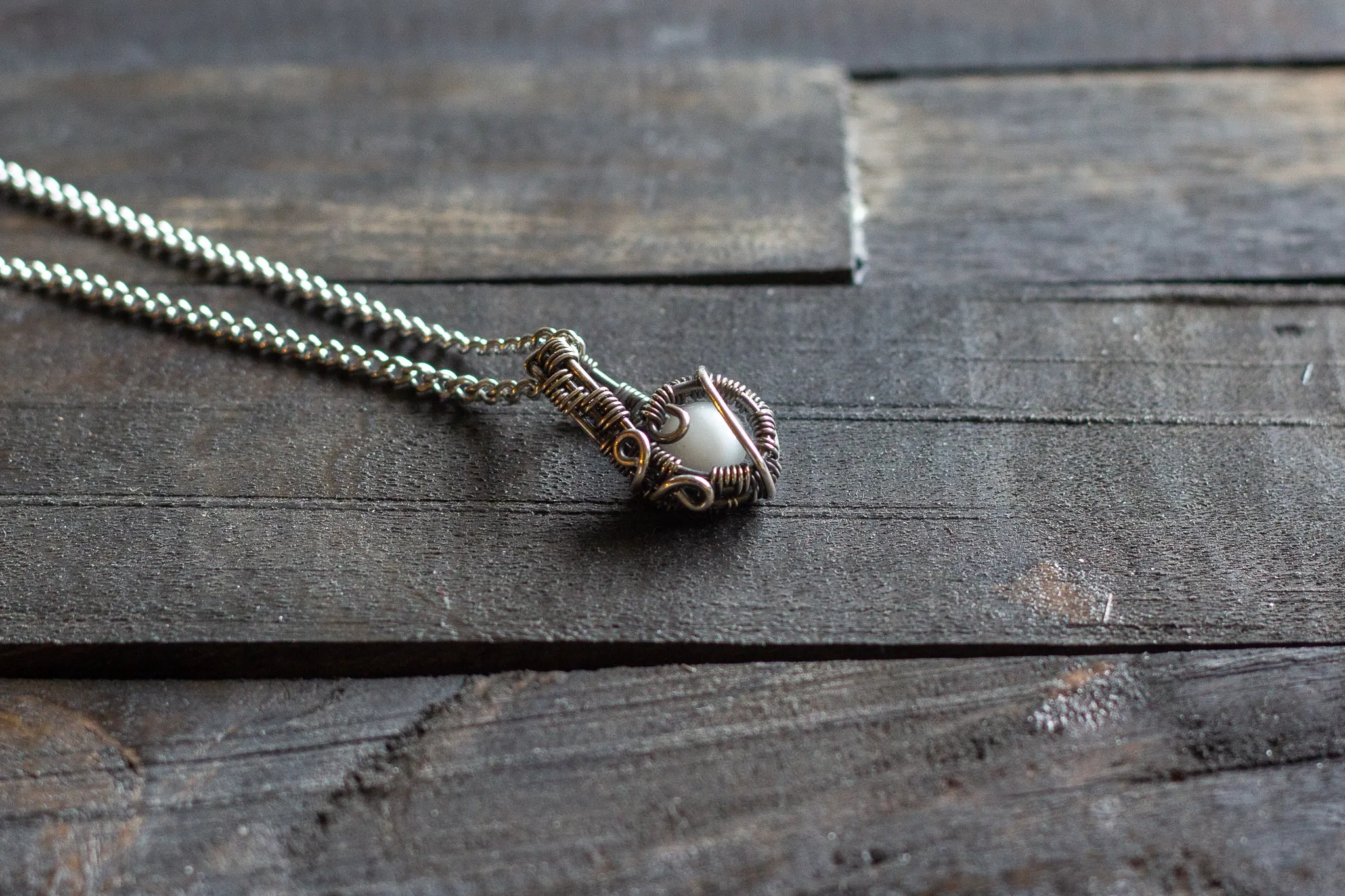 Sterling Silver Mini Pendant with White Fused Glass Accent