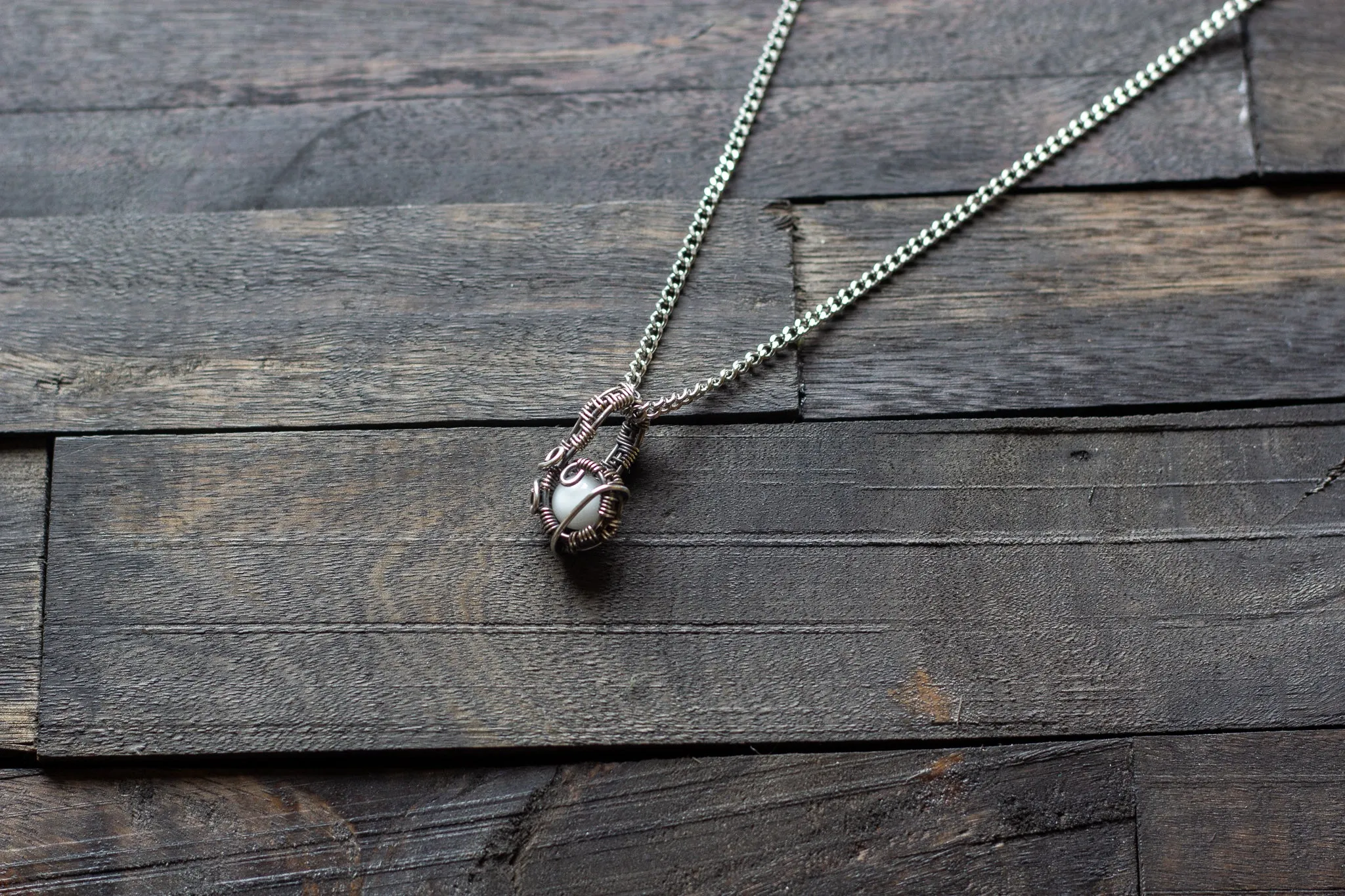 Sterling Silver Mini Pendant with White Fused Glass Accent