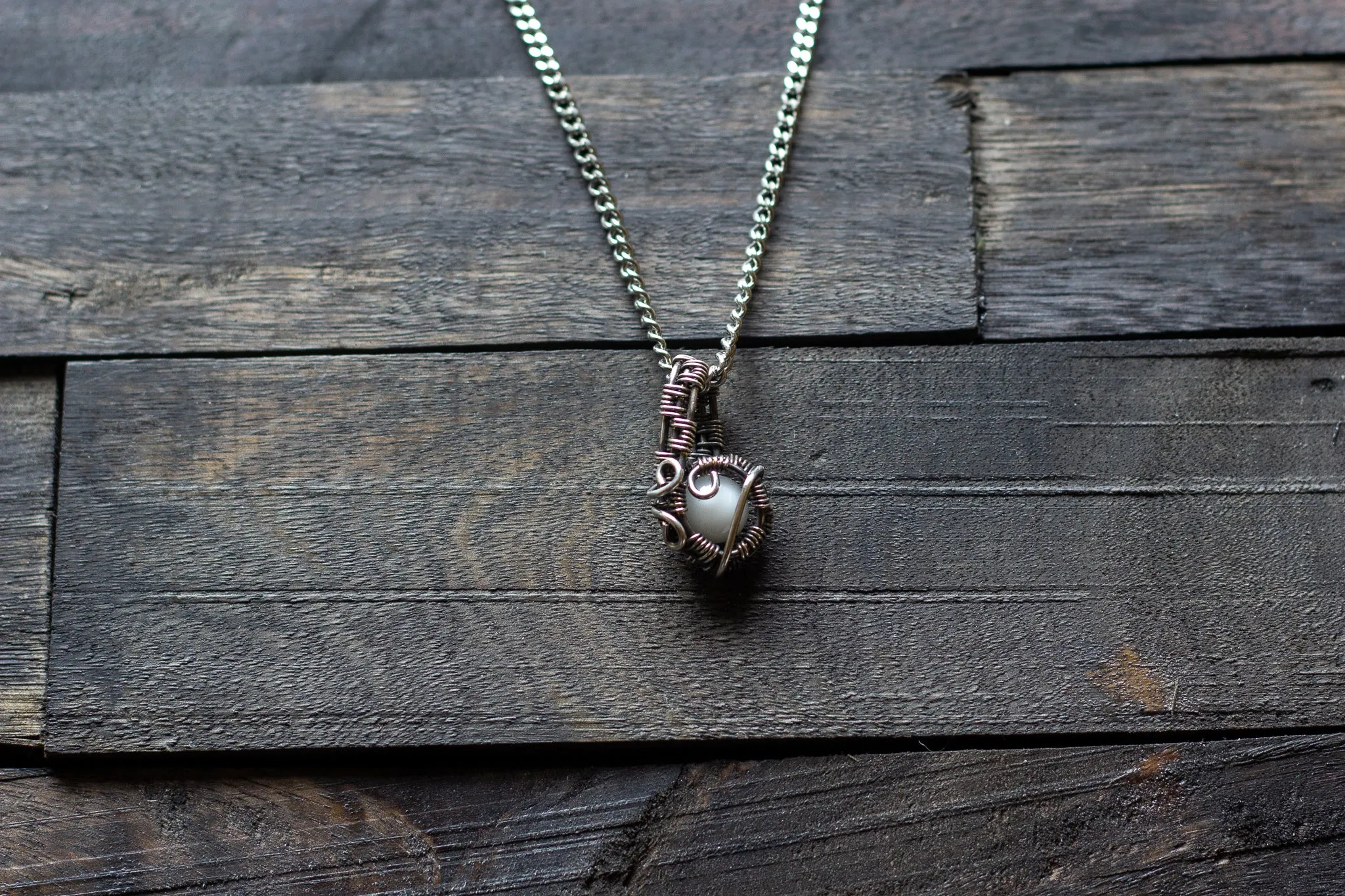 Sterling Silver Mini Pendant with White Fused Glass Accent