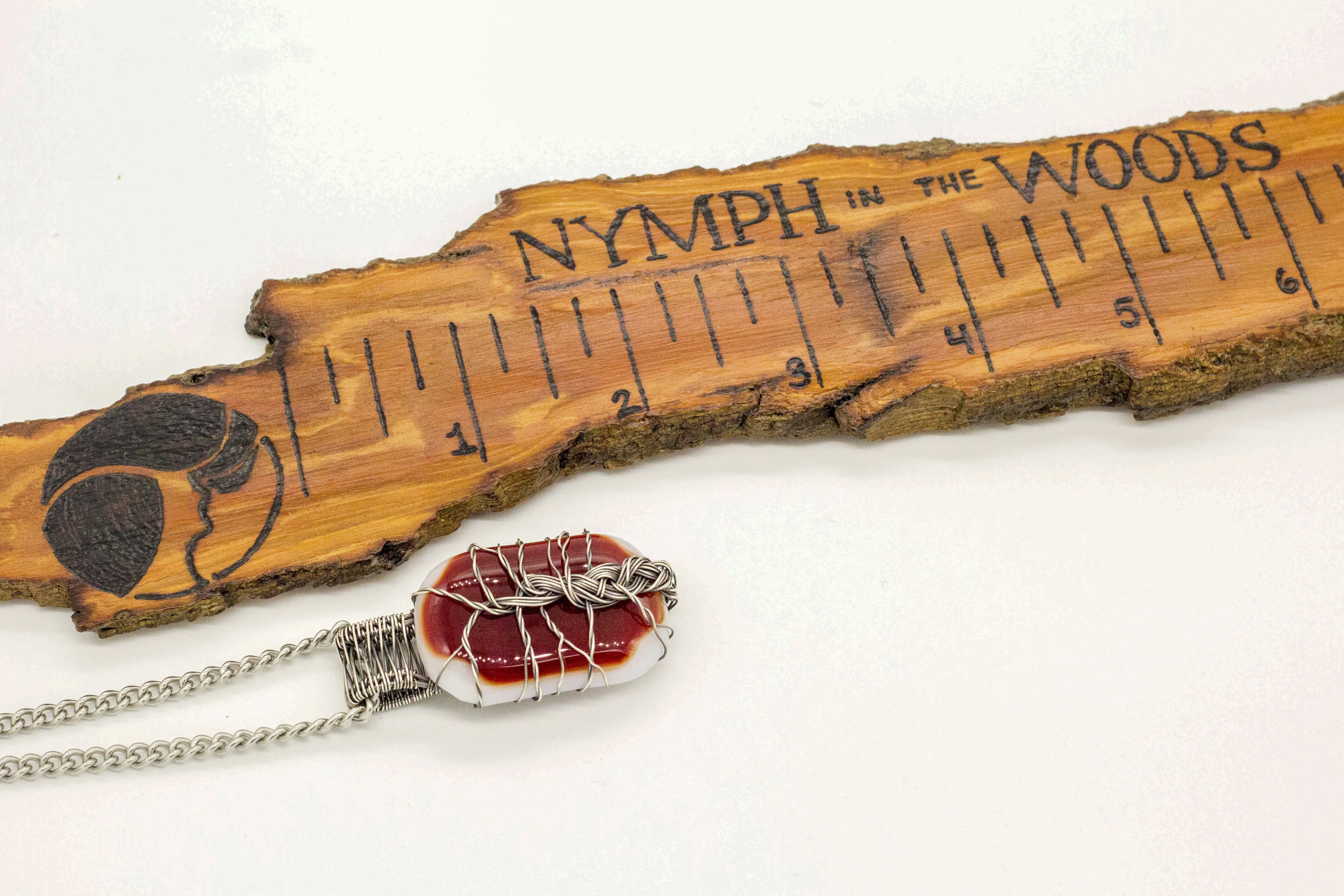 Sterling Silver Tree of Life Pendant with Red and White Fused Glass