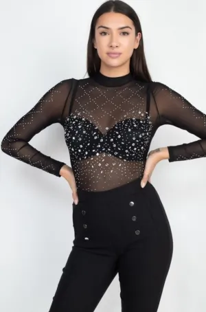 Stone Embellishment Bodysuit