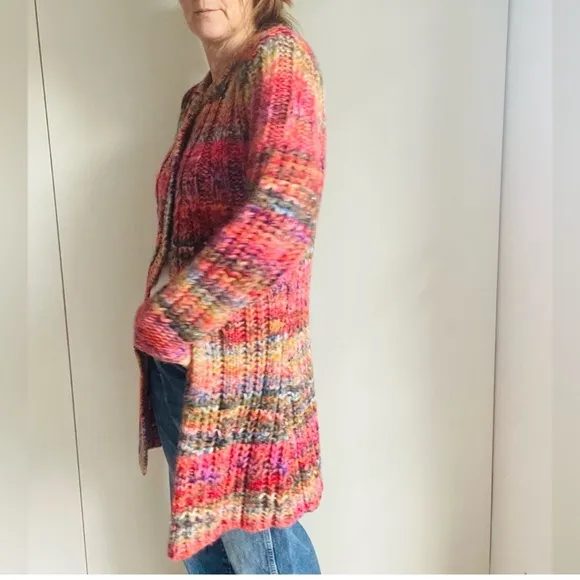 Sundance Pinebrook Long Cardigan Wool Blend Southwest Chunky knit Cozy Size S