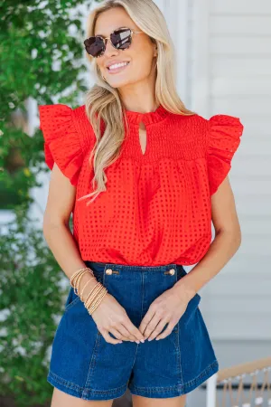 Sunday Dreaming Red Textured Blouse