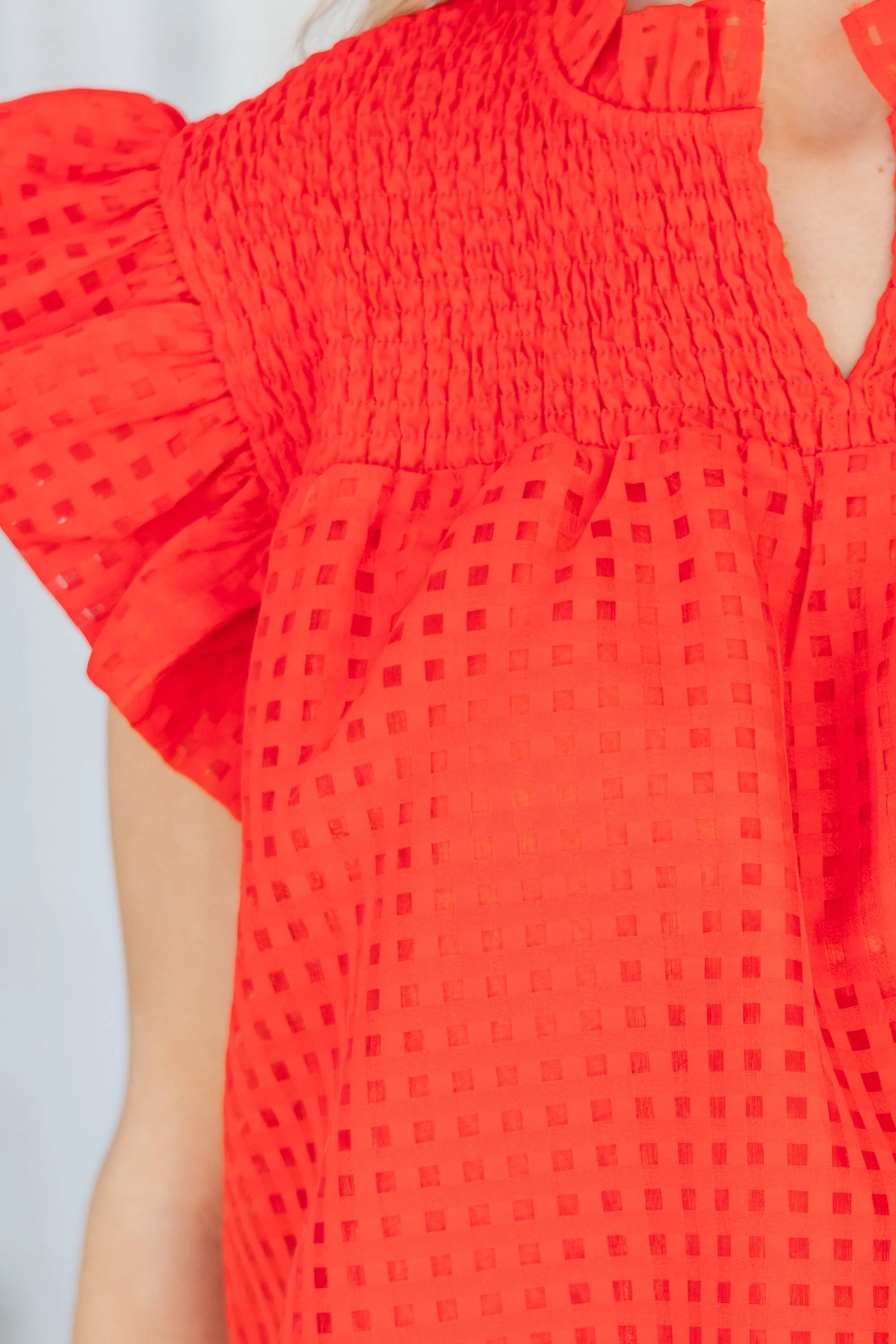 Sunday Dreaming Red Textured Blouse