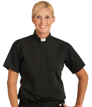 Tab Collar Clergy Shirt Short Sleeve for Women