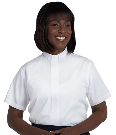 Tab Collar Clergy Shirt Short Sleeve for Women
